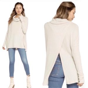 Free People Juicy Long Sleeve Stone Cold Ivory Waffle Knit Turtleneck Size Med